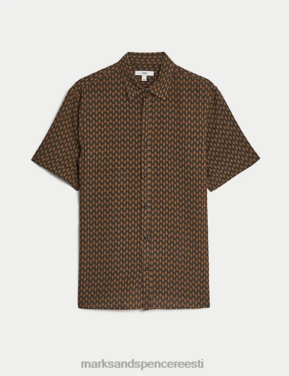 Riietus ee Marks & Spencer mehed geomeetrilise mustriga särk pruun segu NZTRN6282
