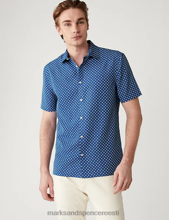 Riietus ee Marks & Spencer mehed geomeetrilise mustriga särk sinine segu NZTRN5186