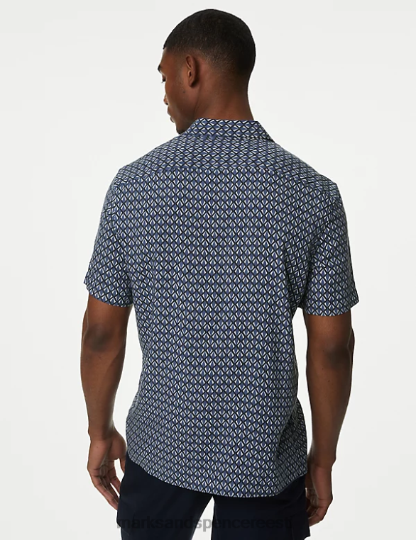 Riietus ee Marks & Spencer mehed geomeetrilise mustriga särk sinine segu NZTRN5904