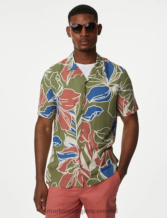 Riietus ee Marks & Spencer mehed hawaii kuuba kraega särk roheline segu NZTRN5374