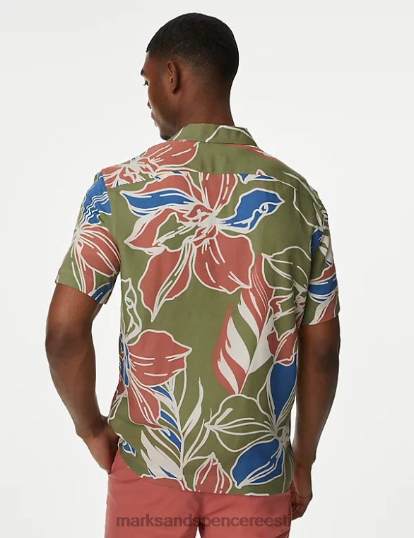 Riietus ee Marks & Spencer mehed hawaii kuuba kraega särk roheline segu NZTRN5374