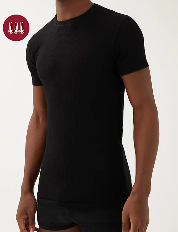 Riietus ee Marks & Spencer mehed heatgen max termiline lühikeste varrukatega topp must NZTRN6964