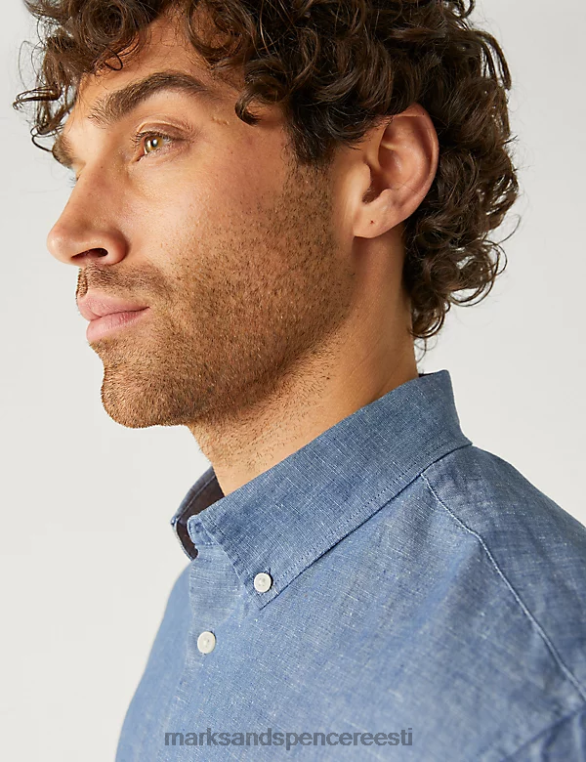 Riietus ee Marks & Spencer mehed lihtne rauast linane rikkalik särk chambray NZTRN7106