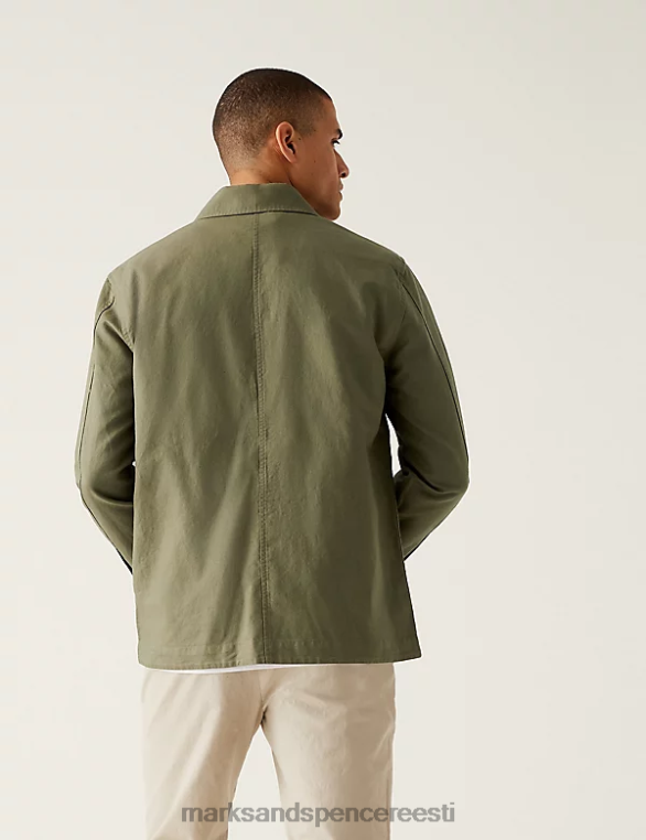 Riietus ee Marks & Spencer mehed lihtne rauast linasegust ülesärk khaki NZTRN5724