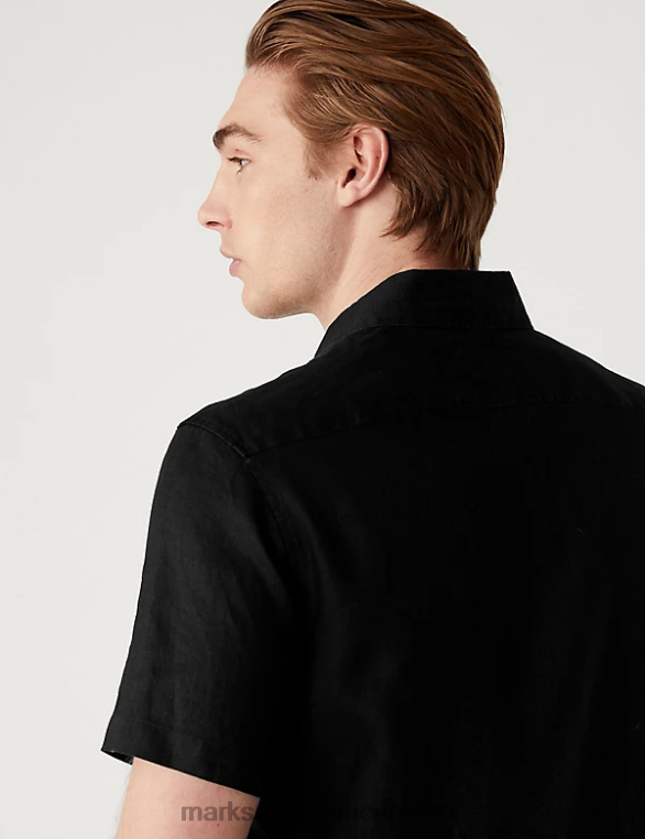 Riietus ee Marks & Spencer mehed lihtne triikida puhtast linasest särk must NZTRN4950