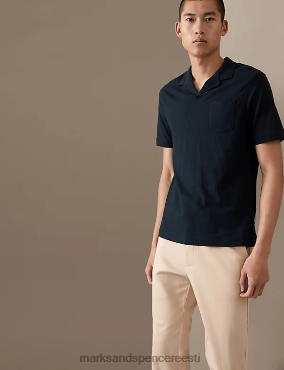 Riietus ee Marks & Spencer mehed linasegu revere polosärk tume merevägi NZTRN6601