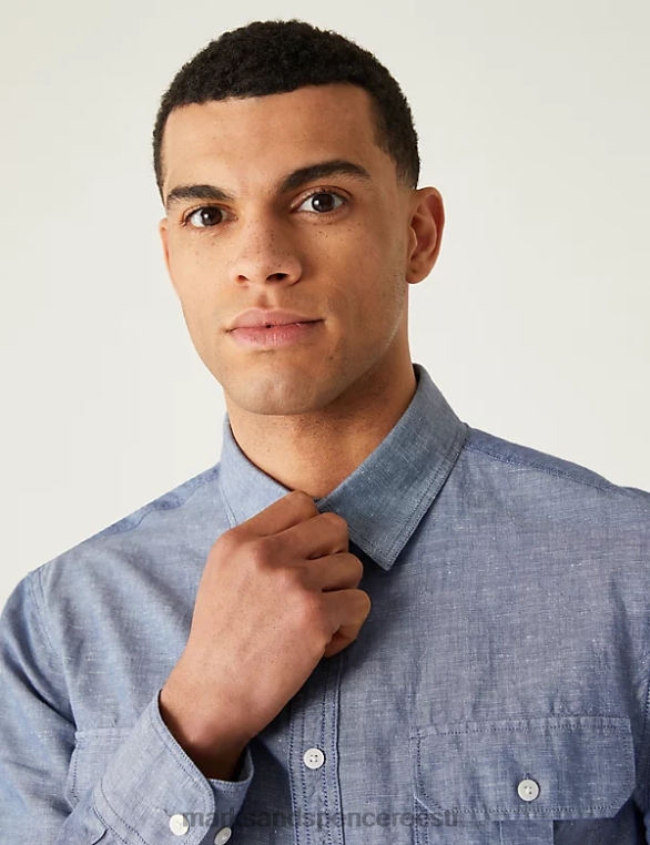 Riietus ee Marks & Spencer mehed linasegu särk chambray NZTRN5257