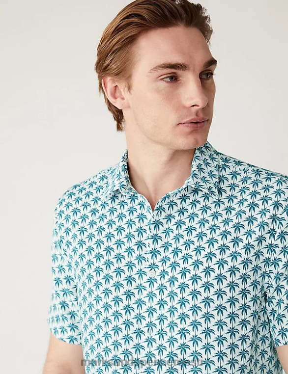Riietus ee Marks & Spencer mehed peopesa mustriga särk teal segu NZTRN6701