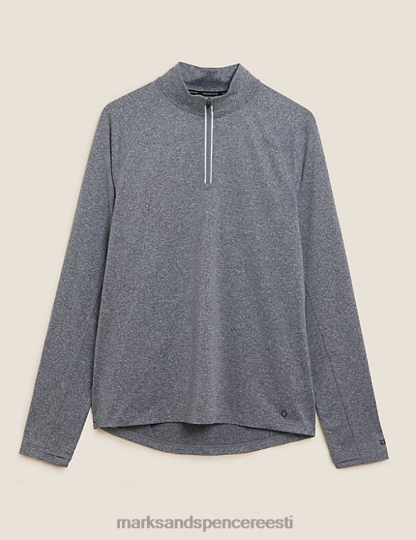 Riietus ee Marks & Spencer mehed pool lukuga pikkade varrukatega topp keskhall mergel NZTRN6947