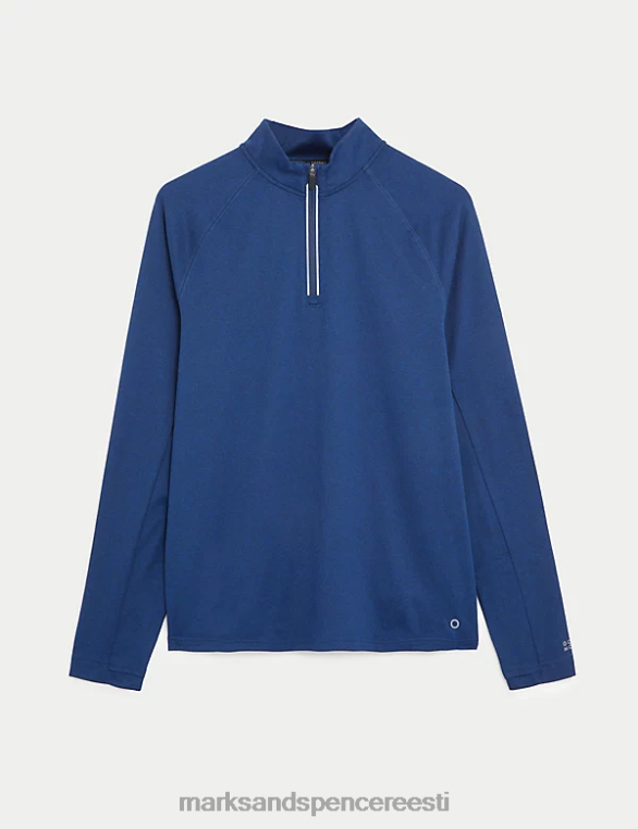 Riietus ee Marks & Spencer mehed pool lukuga pikkade varrukatega topp koobalt NZTRN6948