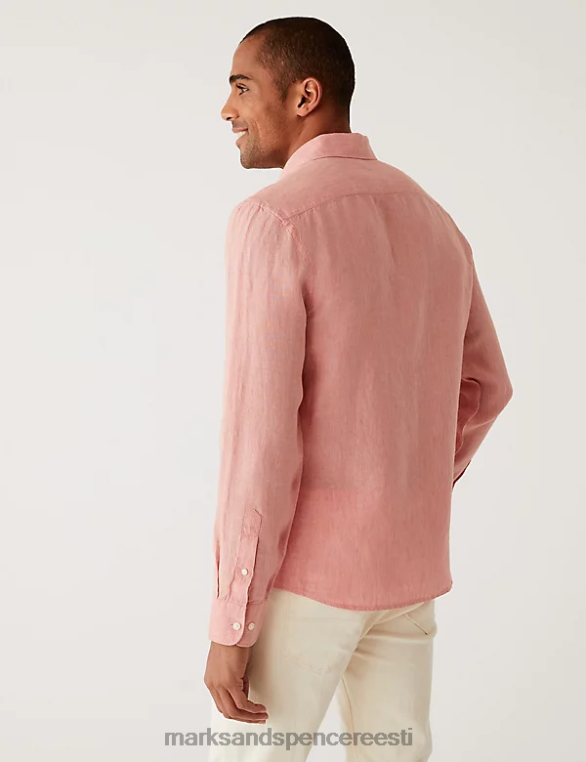 Riietus ee Marks & Spencer mehed puhas linane särk heleroosa NZTRN5894