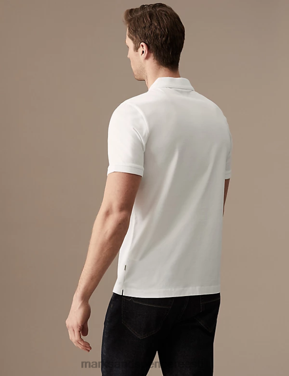 Riietus ee Marks & Spencer mehed puhas supima puuvillane lukuga polosärk valge NZTRN6390