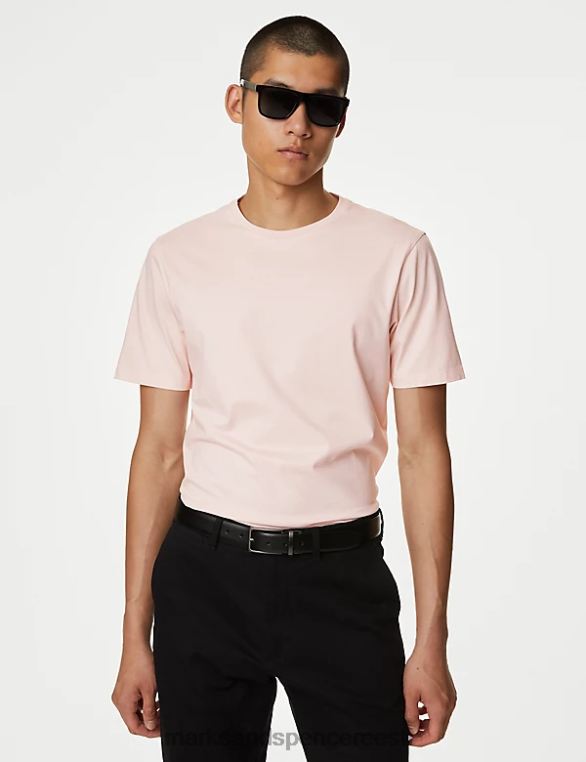 Riietus ee Marks & Spencer mehed puhas supima puuvillane t-särk kahvaturoosa NZTRN6309