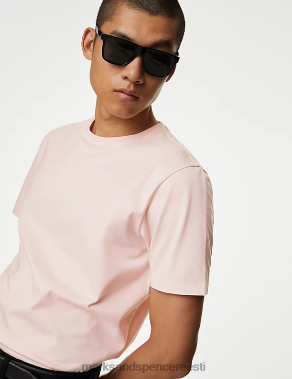 Riietus ee Marks & Spencer mehed puhas supima puuvillane t-särk kahvaturoosa NZTRN6309