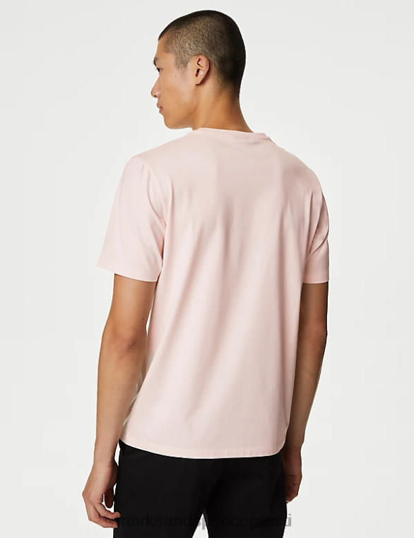 Riietus ee Marks & Spencer mehed puhas supima puuvillane t-särk kahvaturoosa NZTRN6309