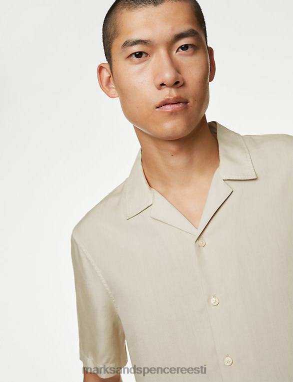 Riietus ee Marks & Spencer mehed puhas tencel kuuba kraega särk kivi NZTRN5779