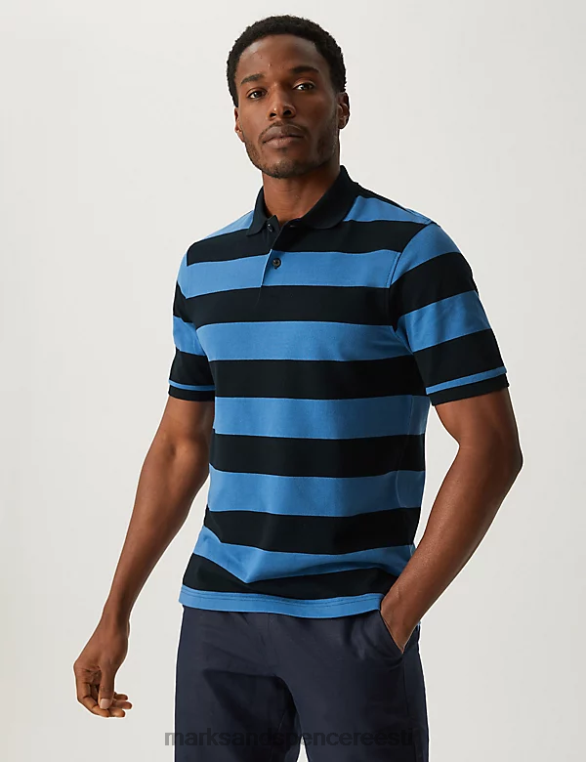 Riietus ee Marks & Spencer mehed puhta puuvillase triibuline polosärk ookean NZTRN5218