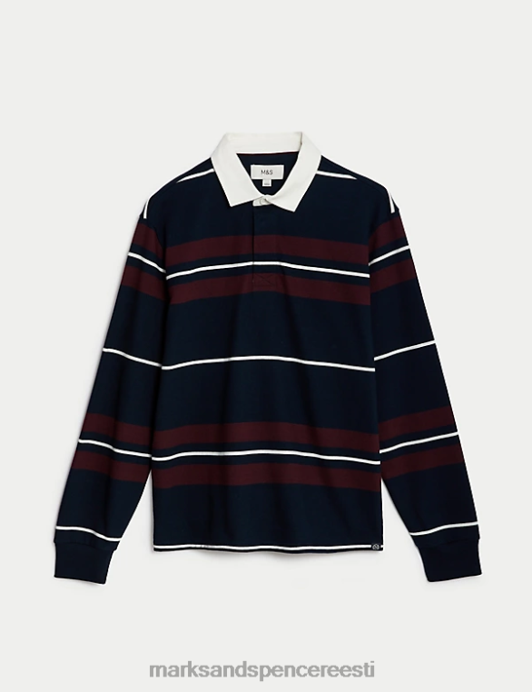 Riietus ee Marks & Spencer mehed puhta puuvillase triibuline ragbi särk mereväe segu NZTRN5370