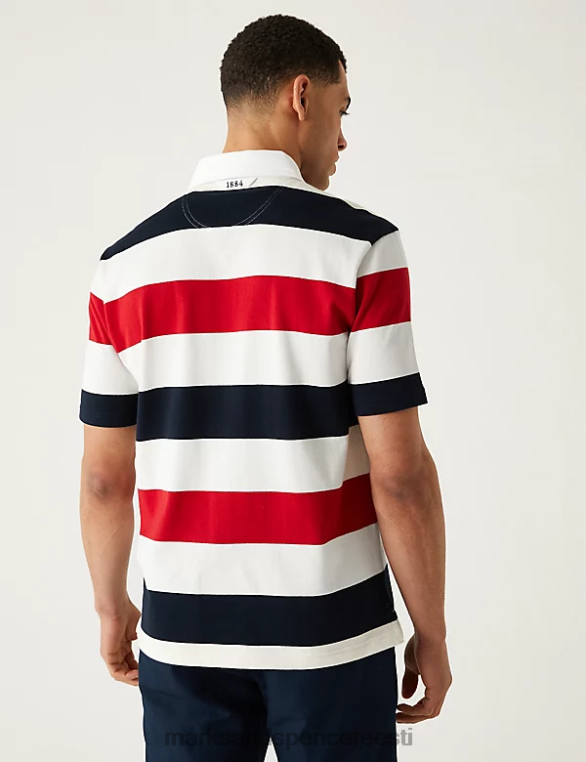 Riietus ee Marks & Spencer mehed puhta puuvillase triibuline ragbi särk mereväe segu NZTRN6170