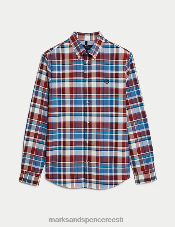 Riietus ee Marks & Spencer mehed puhtast puuvillast check-oxfordi särk punane segu NZTRN4917
