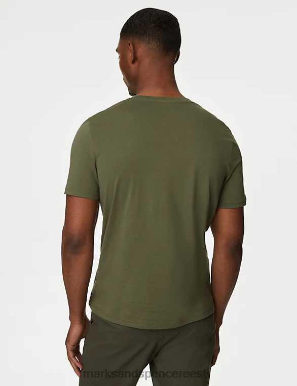 Riietus ee Marks & Spencer mehed puhtast puuvillast explore graafiline T-särk keskmine khaki NZTRN5090