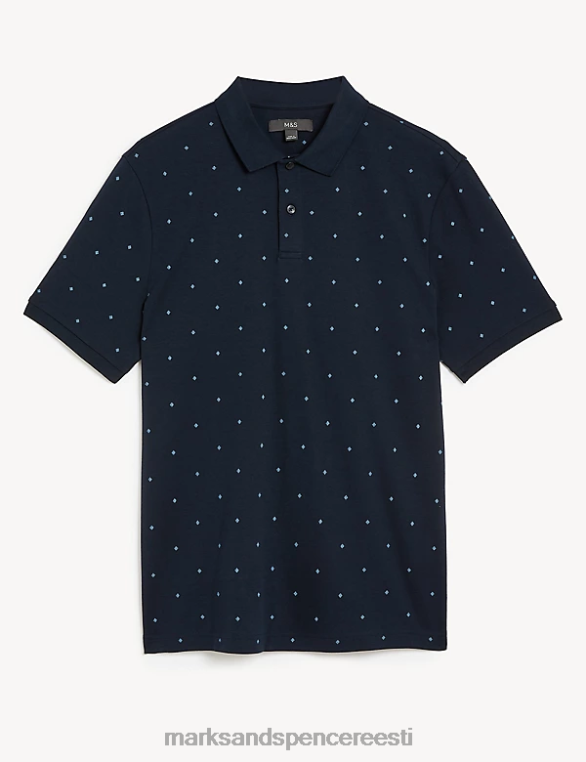 Riietus ee Marks & Spencer mehed puhtast puuvillast geomeetriline polosärk tume merevägi NZTRN6323