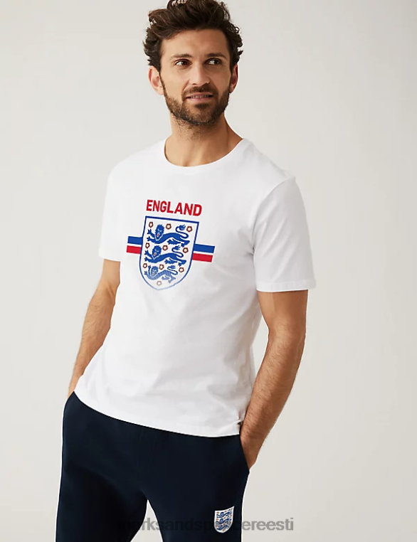 Riietus ee Marks & Spencer mehed puhtast puuvillast ingland crest t-särk valge NZTRN5149