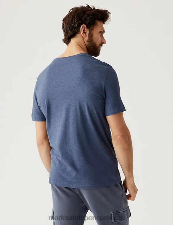 Riietus ee Marks & Spencer mehed puhtast puuvillast kaelusega T-särk denim NZTRN146