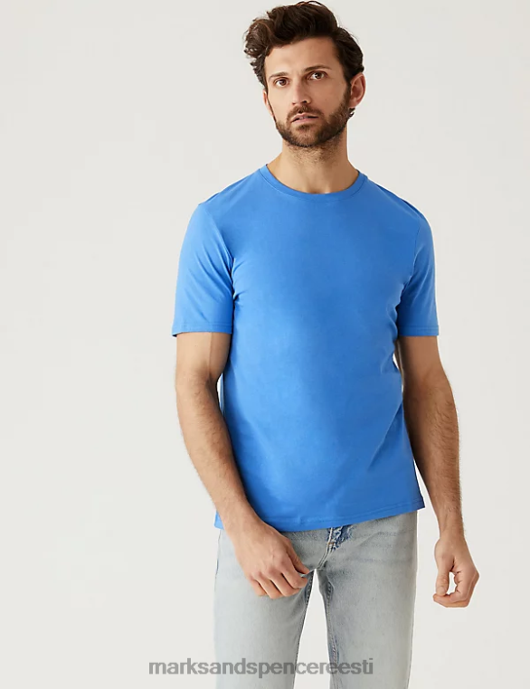 Riietus ee Marks & Spencer mehed puhtast puuvillast kaelusega T-särk ookean NZTRN133