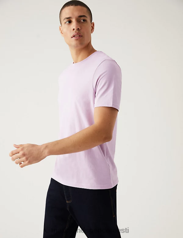 Riietus ee Marks & Spencer mehed puhtast puuvillast kaelusega T-särk pehme violetne NZTRN157