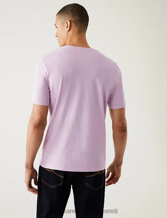 Riietus ee Marks & Spencer mehed puhtast puuvillast kaelusega T-särk pehme violetne NZTRN157