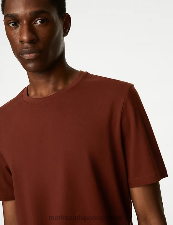 Riietus ee Marks & Spencer mehed puhtast puuvillast kaelusega T-särk rooste NZTRN169