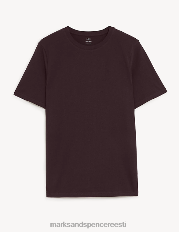 Riietus ee Marks & Spencer mehed puhtast puuvillast kaelusega T-särk tume Burgundia NZTRN143