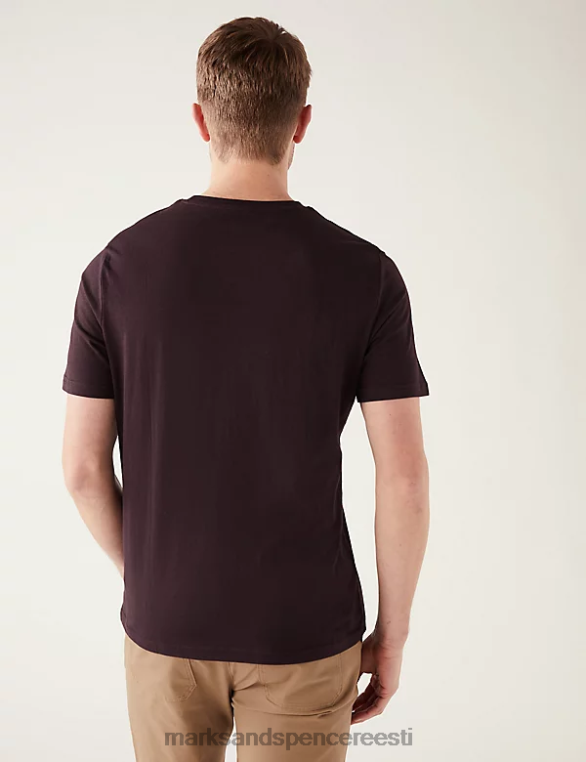 Riietus ee Marks & Spencer mehed puhtast puuvillast kaelusega T-särk tume Burgundia NZTRN143