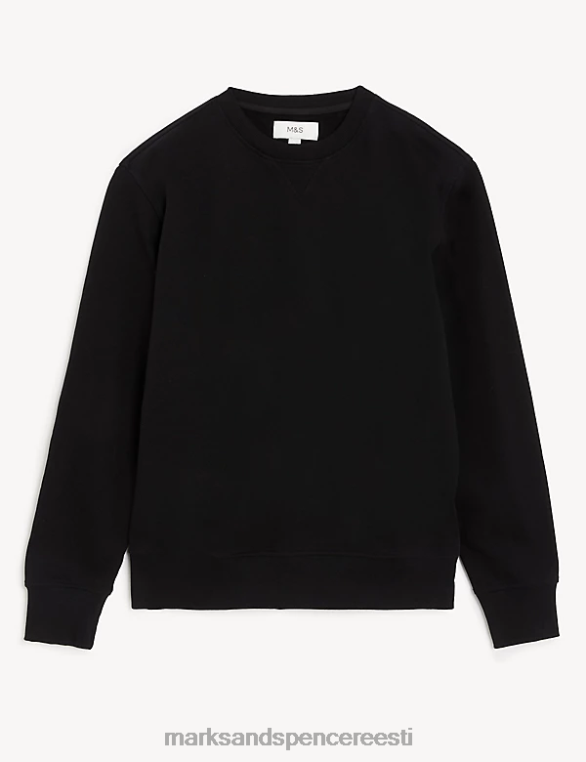 Riietus ee Marks & Spencer mehed puhtast puuvillast kaelusega dressipluus must NZTRN6880