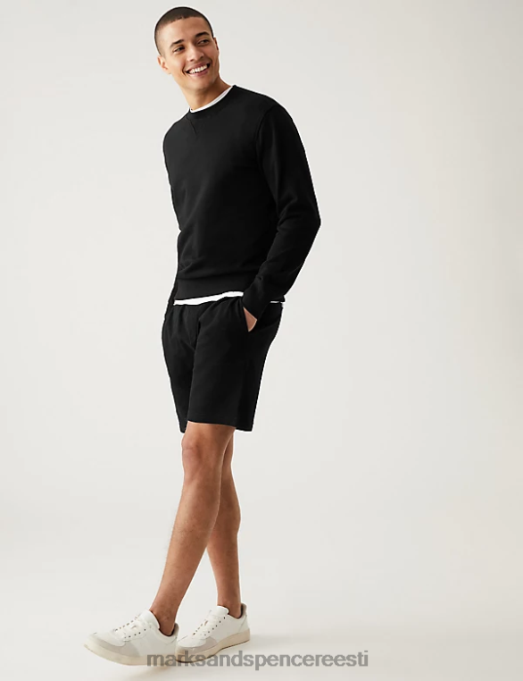 Riietus ee Marks & Spencer mehed puhtast puuvillast kaelusega dressipluus must NZTRN6880