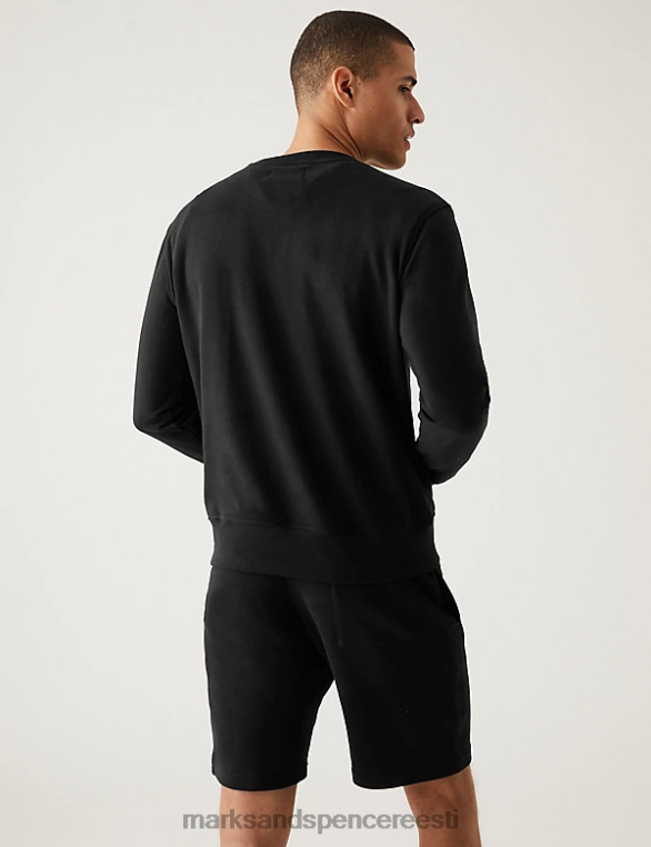 Riietus ee Marks & Spencer mehed puhtast puuvillast kaelusega dressipluus must NZTRN6880