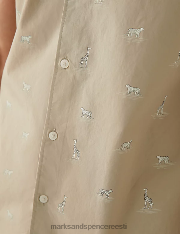 Riietus ee Marks & Spencer mehed puhtast puuvillast metsloomade prindiga särk neutraalne NZTRN5244