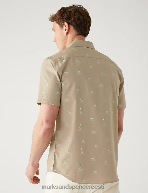 Riietus ee Marks & Spencer mehed puhtast puuvillast metsloomade prindiga särk neutraalne NZTRN5244