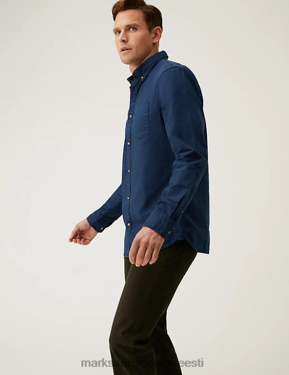 Riietus ee Marks & Spencer mehed puhtast puuvillast oxfordi särk tume indigo NZTRN6985