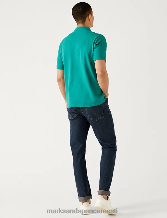 Riietus ee Marks & Spencer mehed puhtast puuvillast pikee polosärk aqua NZTRN208
