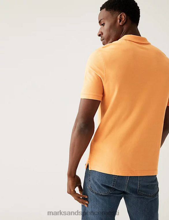 Riietus ee Marks & Spencer mehed puhtast puuvillast pikee polosärk ereoranž NZTRN205