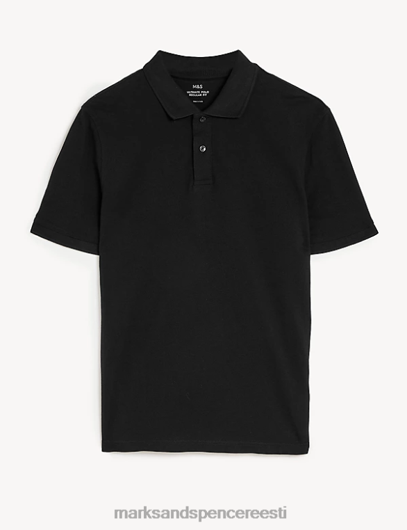 Riietus ee Marks & Spencer mehed puhtast puuvillast pikee polosärk must NZTRN187