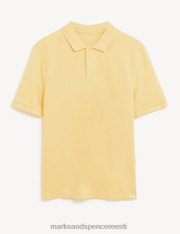 Riietus ee Marks & Spencer mehed puhtast puuvillast pikee polosärk pehme kollane NZTRN198