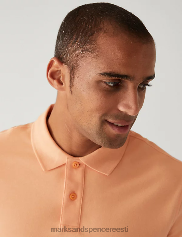 Riietus ee Marks & Spencer mehed puhtast puuvillast pikee polosärk virsik NZTRN199