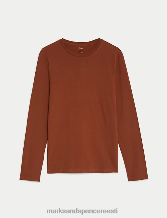 Riietus ee Marks & Spencer mehed puhtast puuvillast pikkade varrukatega T-särk rooste NZTRN7229