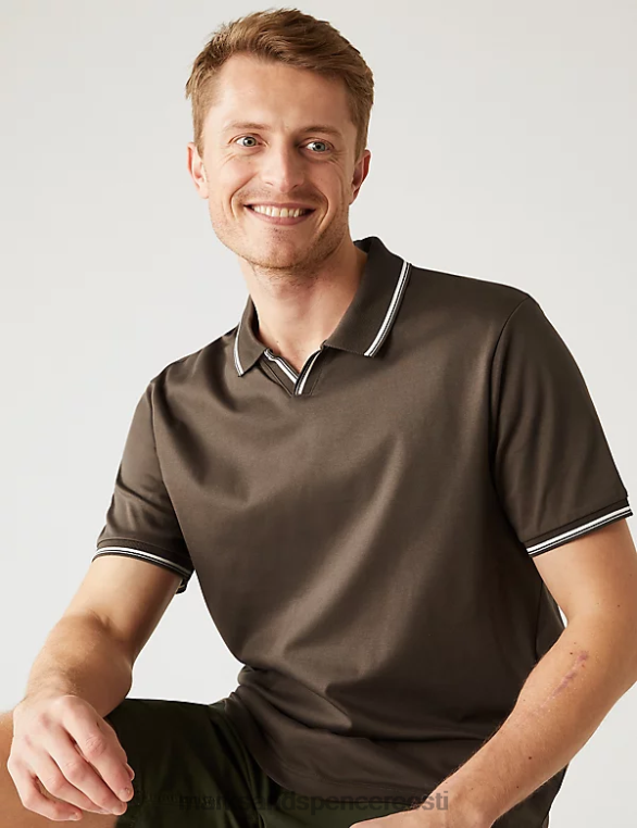 Riietus ee Marks & Spencer mehed puhtast puuvillast polosärk keskmine pruun NZTRN6231