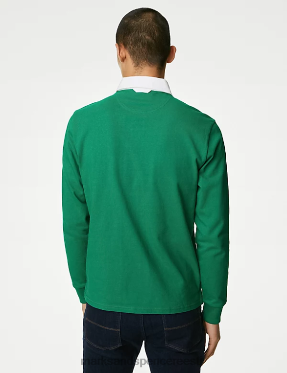 Riietus ee Marks & Spencer mehed puhtast puuvillast ragbi särk roheline NZTRN6556