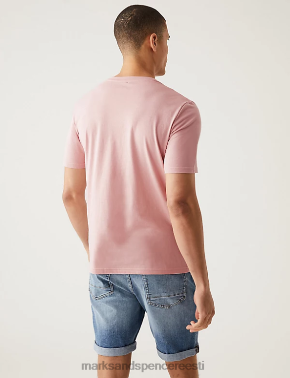 Riietus ee Marks & Spencer mehed puhtast puuvillast v-kaelusega T-särk roosa kest NZTRN5207
