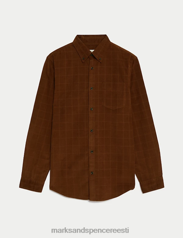 Riietus ee Marks & Spencer mehed puhtast puuvillast velvetist tšekksärk karamell NZTRN7019